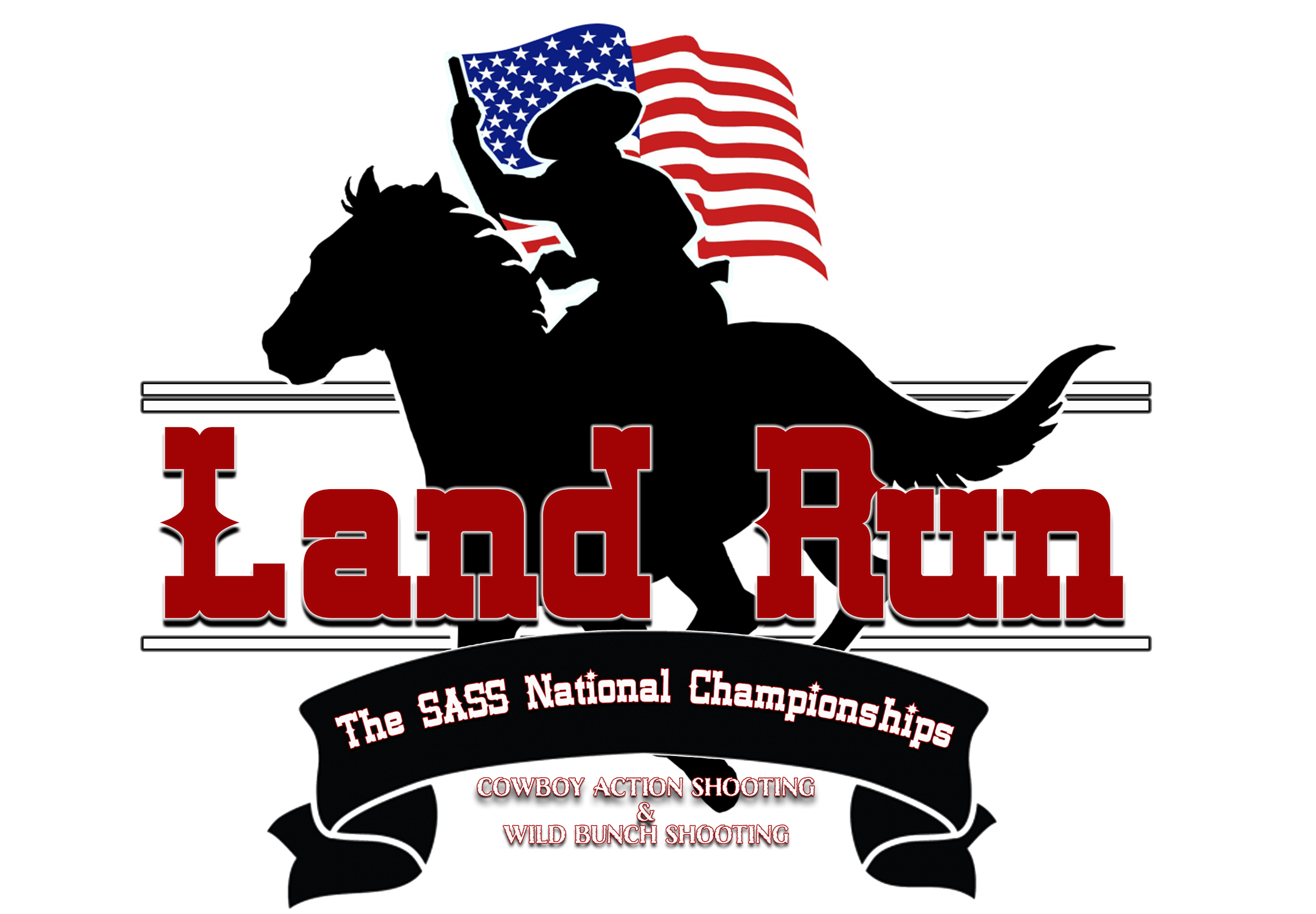 Land Run Large Logo SASS man on horse holding flag